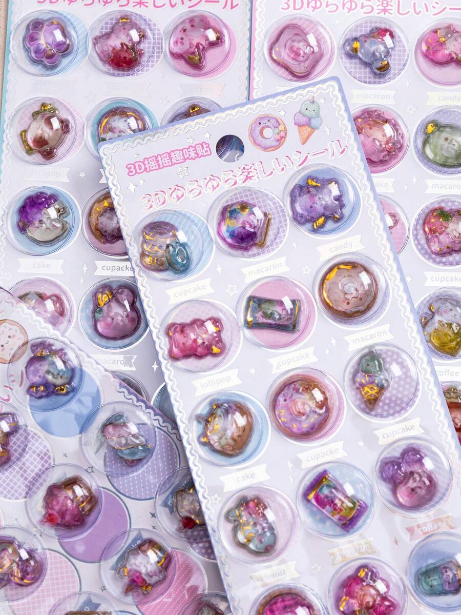 Colorful 3D Epoxy Resin Stickers Featuring Cute Animals-Waterproof, Reusable, Repositionable, And Self-Adhesive. High-Quality Resin Decals Perfect For Decorating Smartphones, Cases, Laptops, Tablets, And Stationery (Notebooks, Planners, Journals, Scrapbooks). - Multiple Colors Available [Style/Base Card Random] - View 1