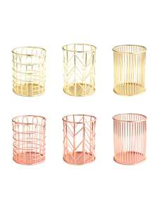 Metal Hollow Makeup Brush Holder, Desktop Storage Organizer Basket, Eyebrow Pencil And Makeup Brush Storage Bucket, Pen Holder - Multicolor - View 10