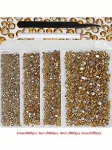 4袋 2-5mm 10,000顆樹脂水晶水鑽，適用於手工藝、衣物與布料，皇家藍平底寶石，深藍色平底水鑽，混尺寸大包裝，非熱熔，手工DIY手機殼、應援扇用（附黑色鑷子 + 白色點畫筆） - 多色 - 查看 20
