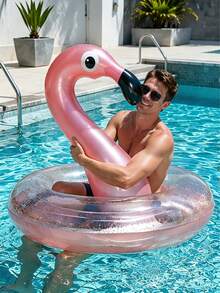 Adult Size Inflatable Flamingo Swimming Ring, Fun Water Sports Accessory, Playful Pool Float, Made Of PVC, Suitable For Summer Water Sports And Pool Parties, Dual Use For Beach And Pool, Essential For Summer - Multiple Styles - View 4