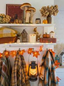 Fall Decorations For Home Maple Leaf Pumpkin Lights LED Battery Operated 3D Maple Leaves Garland String Light For Mantel Porch Indoor Outdoor Halloween Thanksgiving Decor - Multicolor - View 1