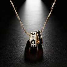 Light Luxury Classic Triple Ring Lucky Bead Necklace For Women, Letter Smile Full Rhinestone C Pendant Collarbone Chain - Two-ring Necklace - View 5