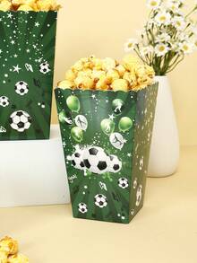 4pcs Green Soccer Popcorn Buckets Containers Balloons Football Popcorn Boxes Boys Soccer Theme 1st Birthday Party Supplies Baby Shower Party Decor - Multicolor - View 6