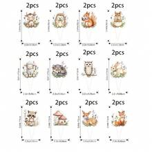 24件/套，水彩丛林动物纸杯蛋糕装饰插牌 - 波西米亚风格森林动物蛋糕签，非常适合性别揭晓派对、生日派对用品和装饰，森林动物蛋糕装饰插牌，餐桌中心摆件 - 查看 7