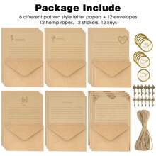 6/12 Sets Vintage Stationery Set, 12 Sheets Of Stationery Paper With 12 Matching Envelopes, Old-Style Letter And Invitation Stationery Set - Brown - View 2