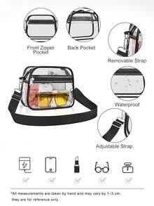 Clear Stadium Approved Black Crossbody Bag White Transparent Shoulder Purse Waterproof Pvc Clear Bag Concert Sports Events Travel Vertical/Horizontal - Multicolor - View 8