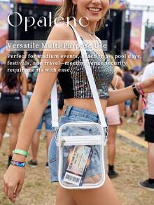 Clear Stadium Approved Black Crossbody Bag White Transparent Shoulder Purse Waterproof Pvc Clear Bag Concert Sports Events Travel Vertical/Horizontal - Multicolor - View 2