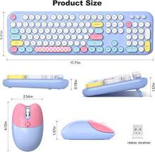 MOFII Zero 2.4G Wireless Keyboard & Mouse Set With Retro Round Keycaps, Silent Ergonomic 104 Full-Size Keys And Colorful Look. Perfect For Ladies For Office Work And Gaming, Compatible With Windows Laptops And Desktops. Batteries Not Included. - Multicolor - View 10