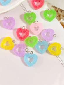20/50pcs Colorful Soft Candy Heart Shaped Pendant Charms, Cute Kawaii Resin Pendants For Earrings, Bracelets, Jewelry Making, Bulk - Multicolor - View 4