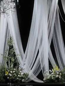 Arch-Shaped Draped Fabric, 1/2pcs, Sheer Backdrop Curtain, Suitable For Party, Ceiling Decor, Wedding Arch, Wedding Banquet, Christmas And More Occasions - A - View 8