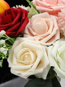 15pcs Artificial Roses With Realistic Touch Foam, Suitable For Valentine's Day, DIY Bouquets, Weddings, Parties, Home Decor, Valentine's Day Gifts, Birthday Gifts, Graduation Gifts - Rose Red - View 6