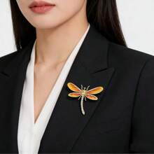 Unisex Vintage Libelle Emaille Brosche mit Strass, Anstecknadel für Anzug, Kleid und Mantel - Libelle - Übersicht 4