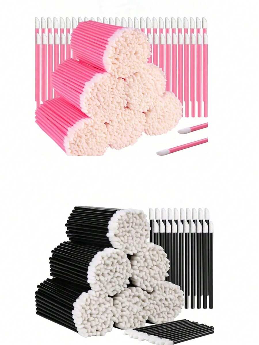 50pcs/100pcs New Disposable Lip Brushes, Lip Gloss Applicators, Lipstick Gloss Sticks, Soft Bristle Beauty Makeup Tools, Non-Woven Flocked Makeup Cotton Swabs, Portable Lipstick Brushes, Multi-Functional Lip Glaze Lip Mask Concealer Eyeshadow Brushes - Multicolor - View 1