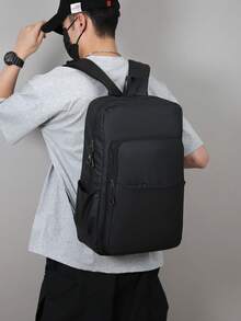 1件裝男士極簡時尚大容量後背包,多隔層筆電包,可調節肩帶,大學風返校學生背包,適合商務通勤、城市通勤與旅行收納 - 雙肩 - 查看 12