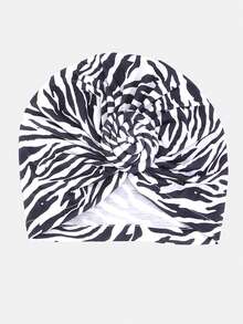 1pc Women's Braided Elastic Style Headwrap Hat, Costume Soft Headscarf Cap, Suitable For Daily Wear - TJM-342-black and White Zebra Pattern - View 2