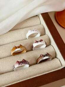 Juego de Anillos 3D Multicolor con Gatos Lindos, Adecuado para Mujeres, Decoración de Capas Diaria, Regalo para la Mejor Amiga - Anillo de gatito colorido - Ver 2