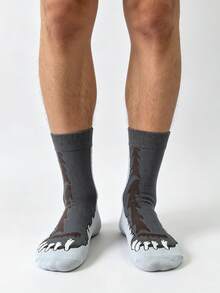 1/4/8 pares de calcetines de media caña para hombre con patrón creativo de garra de oso, transpirables, cómodos y divertidos, adecuados para uso casual diario y como regalo de cumpleaños - Multicolor - Ver 5