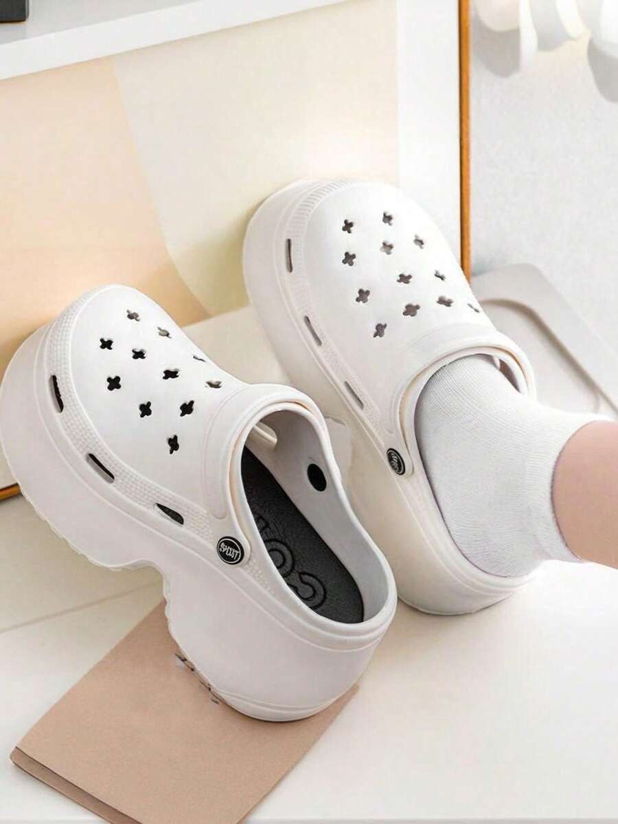 Zapatos de Jardín con Suela Gruesa para Mujer Primavera 2026, Zapatos de Verano para Exterior, Moda, Fiesta, Reunión, Todas las Estaciones, Zapatos de Playa EVA con Diseño de Dibujos Animados Lindos, Antideslizantes y Anti-Olor - Beis - Ver 1