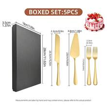 3/5pcs Cake Serving Set With Box,Dessert Knife, Pizza Spatula & Forks, Suitable For Pastries, Pizzas And Desserts; Perfect For Weddings, Buffets, Restaurants, Birthdays And All Kinds Of Occasions - View 10