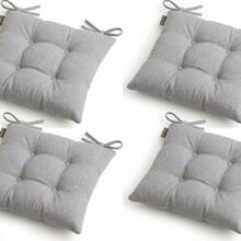 4-Piece Premium Luxury Chair Cushion Set – Soft Filled Comfortable Seat Pads, Non-Slip Base Stylish Design, For Kitchen & Dining Room Chairs - Grey - View 3