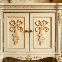 2pcs Solid Wood Carved Bow Applique, Home Decor, Unfinished Wood, Woodworking Supplies, Suitable For Cabinets, Doors, Windows, Furniture, Feature Walls And Other Decals, DIY Decoration, Holiday Decoration - Multicolor - View 9