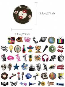 50Pcs Retro Millennium Pop Style Stickers Waterproof PET Gift Decoration Scrapbook Laptop Luggage Guitar Water Cup Phone Case DIY Decal - Multicolor - View 11