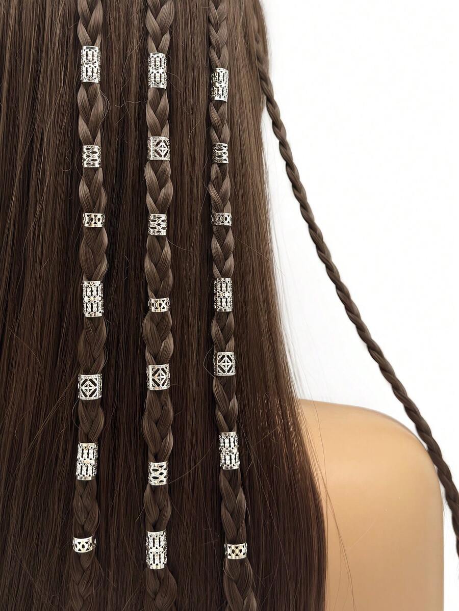 40pcs Hair Jewelry For Braids, Multi Style Hair Cuffs Adjustable Metal Silver Braids Ringss Hair Braids Decorations For Women - Silver - View 1