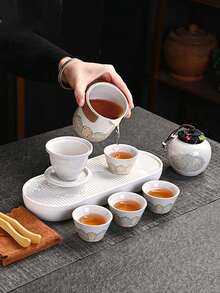 10/6/5/1件組旅行茶具套裝 便攜袋裝戶外功夫茶具全套 快客杯一壺三杯 禮品復古風 - 均碼 - 查看 7