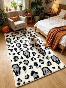 1pc Halloween Screaming Skull Pattern Floor Mat, Decorative Rug, Halloween Bedroom Decor, Halloween, Floor Mat, Carpet, Home Decor, Living Room Carpet, Halloween Carpet, Living Room Small Rug, Bedroom Carpet, Living Room Home Decor, Outdoor Carpet, Washable Carpet - Multicolor - View 4