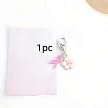 1/10pcs Pink Series Bowknot Cherry Blossom Keychain Set, An Uplifting And Inspiring Gift For Women... Suitable For Breast Cancer Awareness Month, Applicable For Bags, Pendants, Keychains, Accessories And Christmas - Multicolor - View 6