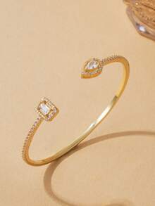 1 Stück/3 Stücke Luxus Edelstahl Herz Armband, Zirkonia Armband Set, geeignet für den täglichen Gebrauch von Frauen, Geschenk, Party und modische Weihnachtsgschenk Wahl. - Gold - Übersicht 3
