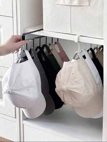 Cabinet 6-Hook Storage Racks, No Drill Wardrobe Hanging Organizer, No Damage Clip-On Hooks For Kitchen Cupboard & Bathroom - Multicolor - View 3