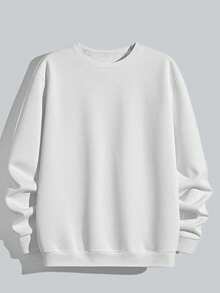 Vintage Bodybuilder Silhouette Print Crew Neck Sweatshirt, Men's Long Sleeve Loose Fit Pullover Sports White Sweatshirt - White - View 6