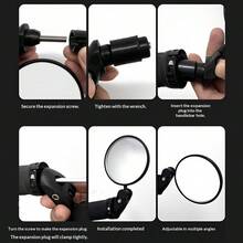 Espejo retrovisor ajustable 360° para bicicleta de montaña, superficie de espejo romboidal de alta definición, espejo retrovisor ocultable - Multicolor - Ver 10