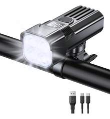 USB Rechargeable, Waterproof Front Bicycle Light - Black - View 1