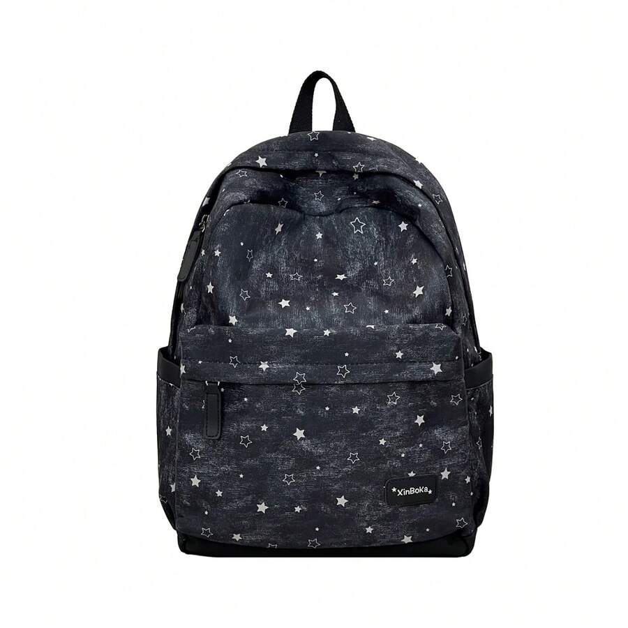 LECEY Mochila de gran capacidad con estampado de estrellas para viajes diarios - Negro - Ver 1