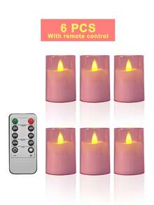 6/12/24pcs Flameless Candle Lights With Timer Remote Control, Battery Operated Mini Pink Warm Light Candles, Suitable For Christmas, Halloween, Valentine's Day, Mother's Day, Gifts, Birthday, Proposal, Wedding, Party, Festival - Pink - Warm Light - View 13