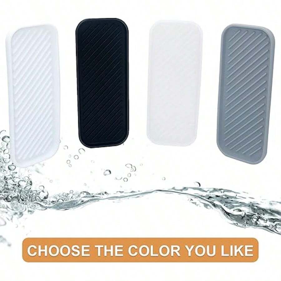 1pc Silicone Draining Storage Tray Set, Heat-Resistant Material, With Drainage Ridges, Dishwasher , Multi-Functional Tray, Suitable For Countertop Storage Of Kitchen Utensils And Bathroom Toiletries - Multicolor - View 1