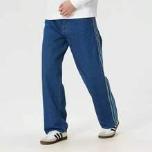 Adidas Men's Clover Denim Sweatpants, Loose Fit, Breathable, Casual, Versatile Long Pants - Denim Blue - View 10