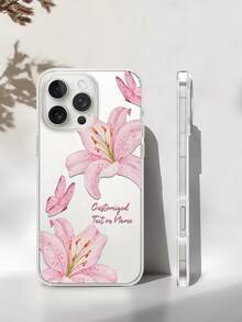 夏季 1 件花卉客製化家庭好友情侶姓名文字防震透明手機殼，相容 iPhone 11/12/13/14/15/16/16 Pro/16 Plus/16 Pro Max/17 Pro Max/S26/S25/A56/A55 及其他 Android 機型，送給朋友的禮物 - 無色 - 查看 7