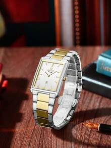REWARD Men's Quartz Watch, Business Fashion Style, Calendar Function, Luminous Hands, Multi-Function, High-Quality Gift, Classic Design, Stainless Steel Band - Silver and Gold - View 1
