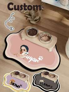 1pc Customized Super Absorbent Dog Food Mat, Can Print Name, Personalized Pet Food Mat, Personalized Dog Mat (Using Pet Name), Personalized Dog Feeding Mat, Customized Dog Bowl Mat, Customized Dog Food Mat (Can Print Name) - Made Of Thick, Non-Slip, Absorbent Diatomaceous Earth Material, It's The Perfect Gift For Your Beloved Pet. - Multicolor - View 8