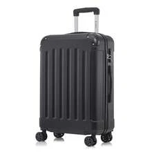 YONSLY Hard Shell Suitcase 16/20/24/28 Inches With 4 360° Wheels Sturdy Double Zipper Combination Lock Mesh Pocket Soft Rubber Handle Travel Suitcase - 黑色 - 查看 1