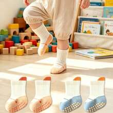 2 Pairs Boneless Mid-Calf Large Area Dotted Non-Slip Shoe-Like Socks For Infants And Toddlers, Spring/Summer Floor Socks - Multicolor - View 7
