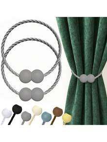 2pcs Magnetic Curtain Tiebacks, Polyester Rope Curtain Buckles, Modern Style Curtain Fasteners, Suitable For Home And Office Decor - Multicolor - View 11
