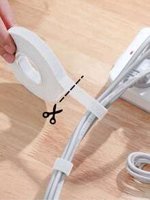 1 Rollo de Bridas de Gancho y Bucle Reutilizables para Modelado de Enredaderas/Gestión de Cables, Múltiples Tamaños Disponibles, Fuertes y Duraderos, Amarre Universal para Oficina Hogar / Jardinería, Reutilizable, Ordenado y Organizado, Regreso a la Escuela, Suministros de Oficina - Blanco - Ver 4