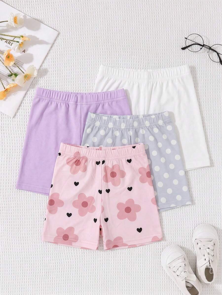 Bộ 4 quần short nữ kiểu dáng thường ngày, thiết kế tối giản nhiều màu sắc, chất liệu vải dệt kim, phù hợp cho hoạt động giải trí và thể thao, mùa hè. - Nhiều màu - Xem 1