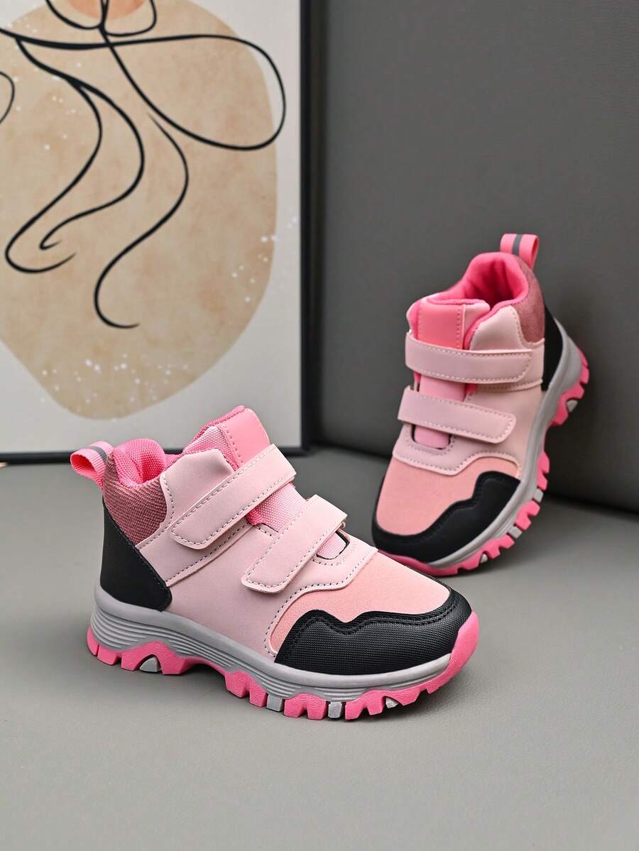 Kids Round Toe Retro Training Shoes, Non-Slip Wear-Resistant Sole, Student Sports Shoes - Pink - View 1
