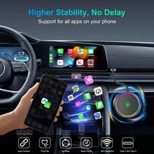 2-In-1 Wired To Wireless CarPlay Adapter, Round Colorful Light Car Connectivity Box, Supports Wireless Android Auto, Plug And Play, Compatible With All Apple And Android Models, Universal Car Navigation And Music Playback Receiver - A - View 2