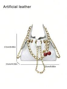 Fashionable Artificial Leather Niche Design Handbag Daily Elegant Temperament Simple Shoulder Bag High-End Crossbody Bag Suitable For Commuting,Dating - White - View 5